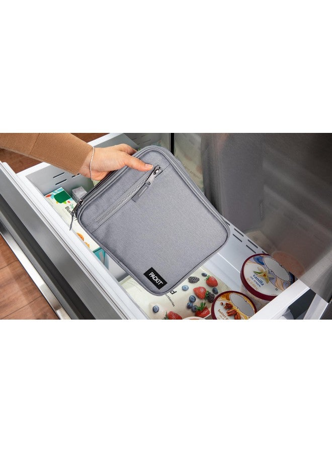 PACKIT PackIt Freezable Classic Lunch Box, Gray Fog, Built with EcoFreeze® Technology, Collapsible, Reusable, Zip Closure With Front Pocket and Buckle Handle, For Work Lunches and Fresh Lunch On the Go  - Image 3