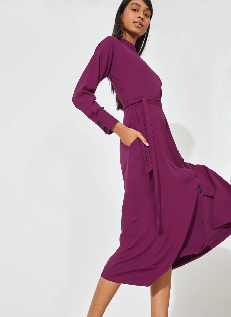 The Label Life Orchid Button Midi Dress – Chic & Flowy
