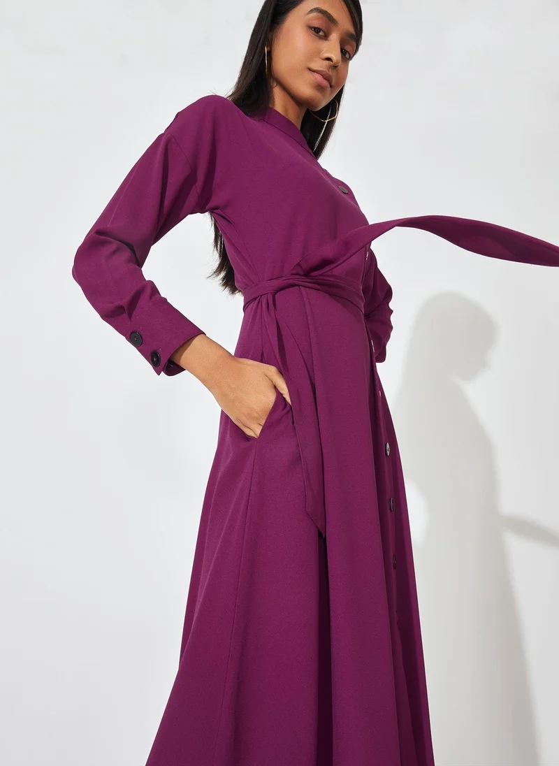The Label Life Orchid Button Midi Dress – Chic & Flowy