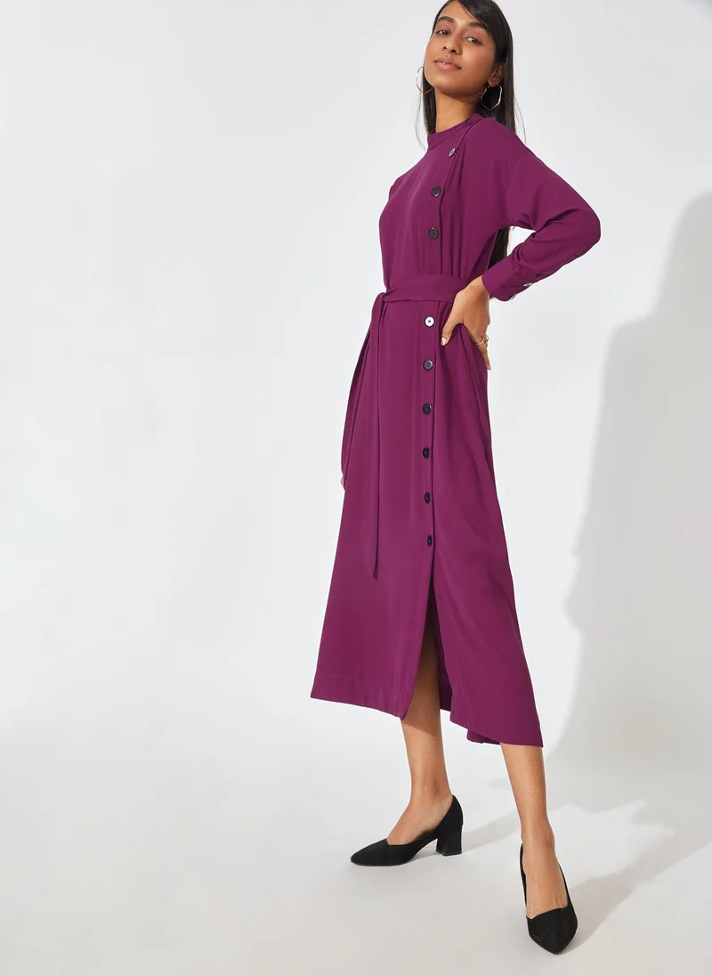 The Label Life Orchid Button Midi Dress – Chic & Flowy