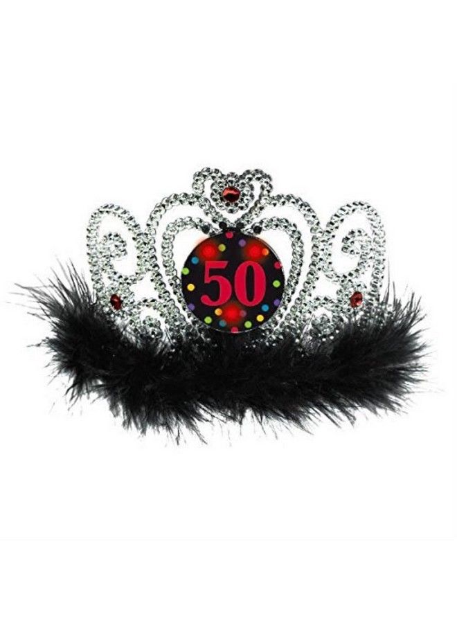 Amscan 250411 "50Th" Birthday Light Up Tiara 1Ct Silver/Black 4" X 5 5/8" - Image 2