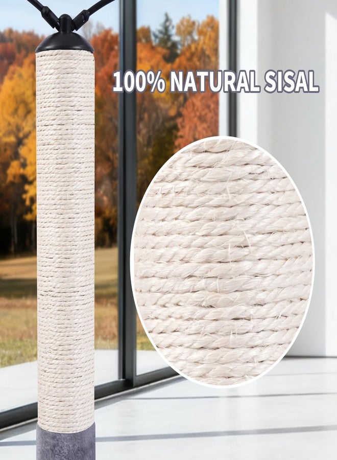 AIWIKIDE 24" Scratching Post, Interactive Cat Scratcher, with Perch & Plush Toy, Sturdy Weighted Base, Grey - Image 4