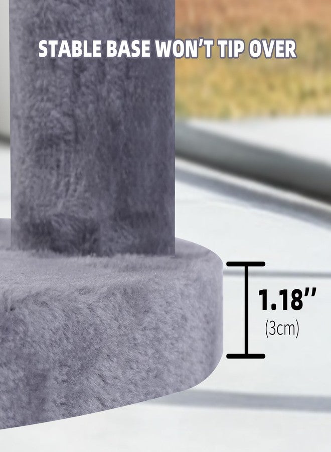 AIWIKIDE 24" Scratching Post, Interactive Cat Scratcher, with Perch & Plush Toy, Sturdy Weighted Base, Grey - Image 3