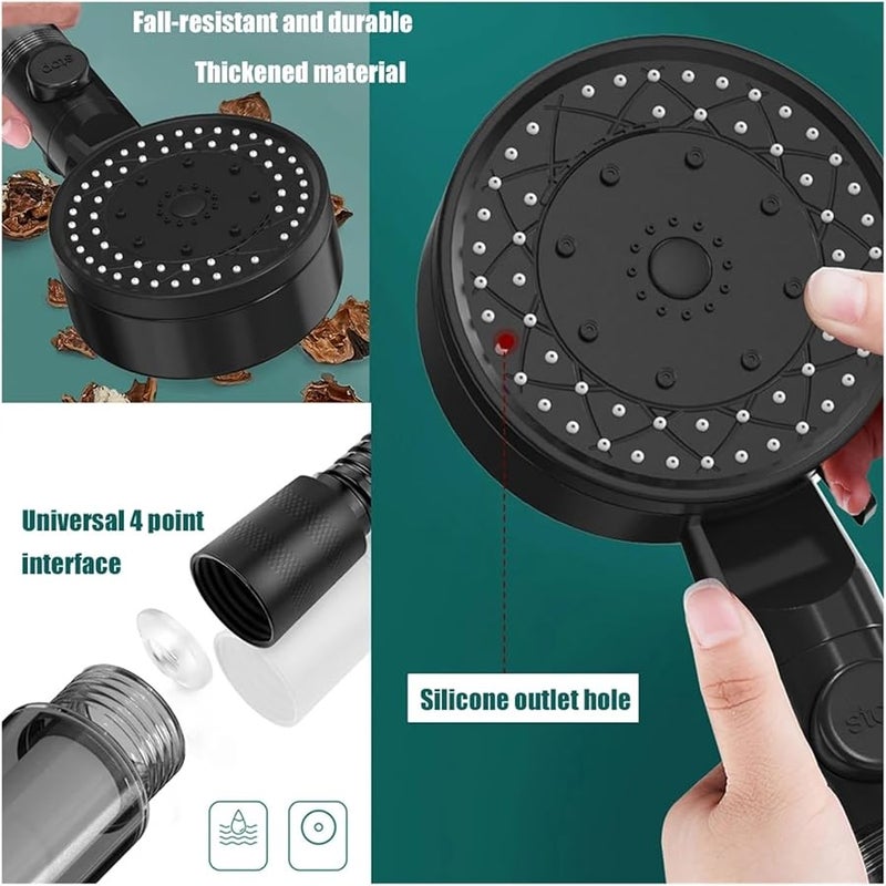 High Pressure Handheld Shower Head 10 Spray Modes Water Saving Black Shower Head - Image 2