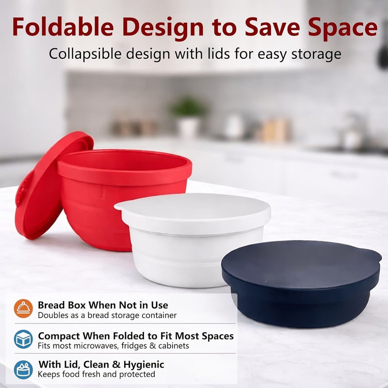 Red Collapsible Silicone Mixer Liner Bowl Cover with Lid for Tilt Head 5 Quart Mixers - Image 3
