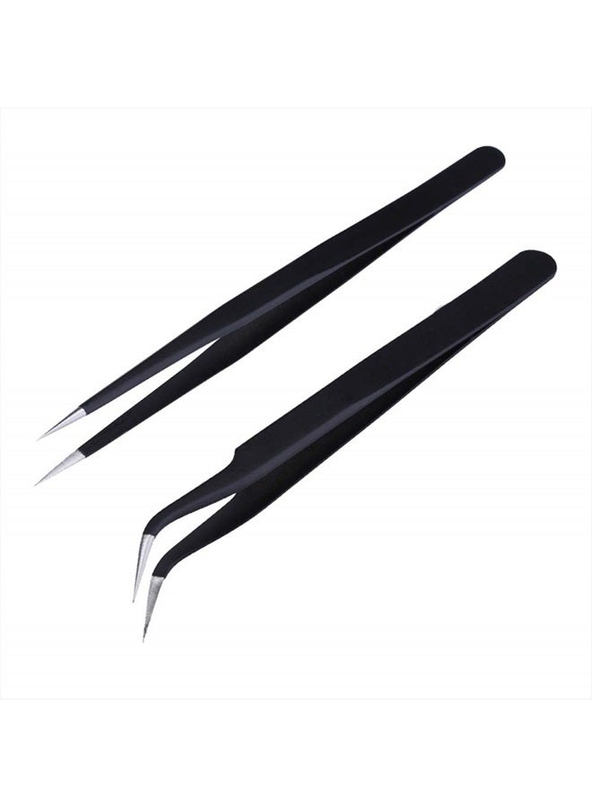 Roskio Nail Tweezer for Nail Art Tweezer for Stickers Nail Art Tools Nail Decal Tweezers for Nail Stickers Cuticle Rhinestone tweezers Rhinestone Picker Tool Nail Tweezers Placer Nail Design Tweezers 2pcs - Image 1