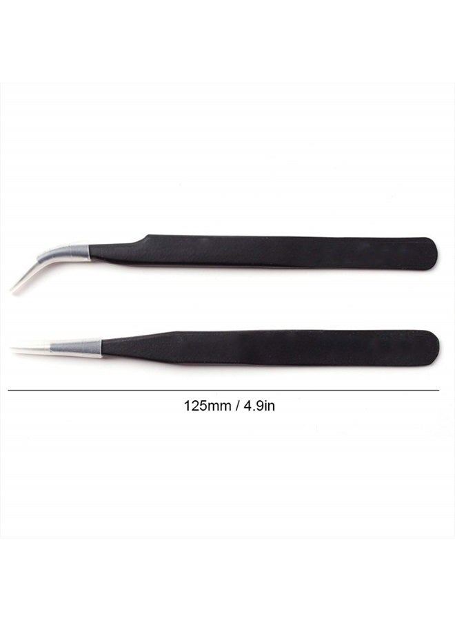 Roskio Nail Tweezer for Nail Art Tweezer for Stickers Nail Art Tools Nail Decal Tweezers for Nail Stickers Cuticle Rhinestone tweezers Rhinestone Picker Tool Nail Tweezers Placer Nail Design Tweezers 2pcs - Image 2