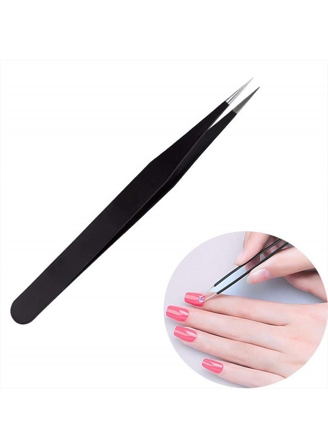 Roskio Nail Tweezer for Nail Art Tweezer for Stickers Nail Art Tools Nail Decal Tweezers for Nail Stickers Cuticle Rhinestone tweezers Rhinestone Picker Tool Nail Tweezers Placer Nail Design Tweezers 2pcs - Image 4