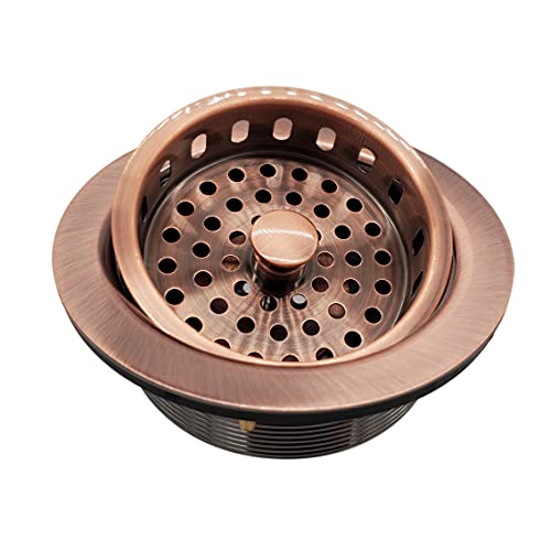 Westbrass D214-11 3-1/2" Post Style Large Kitchen Sink Basket Strainer, Antique Copper - Image 1
