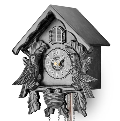 TIMEGEAR Cuckoo Clock with Night Mode, Singing Bird, Wooden Decorations and Swinging Pendulum - Image 5