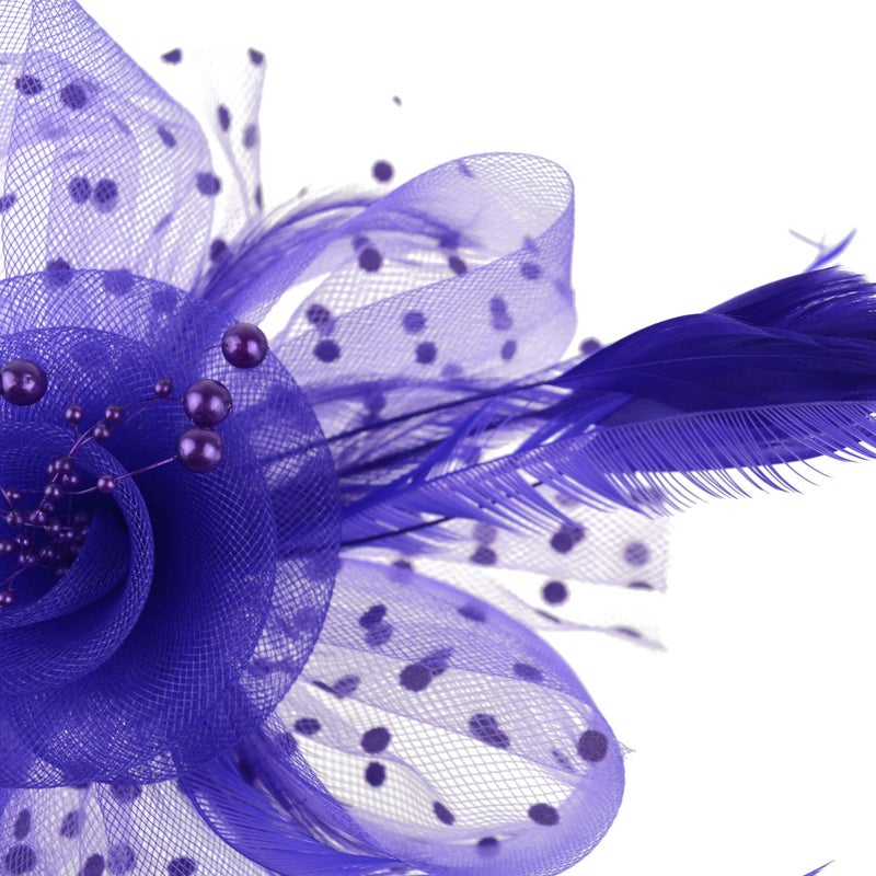 DRESHOW Fascinators Hat Flower Mesh Ribbons Feathers on a Headband and a Clip Tea Party Headwear for Girls and Women - Image 4