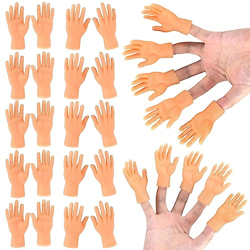fnqiank 30 Pcs Tiny Finger Hands Mini Rubber Finger Puppets Miniature Small Hands Ealistic Cute Little Hand Finger for Gifts Puppet Show Prank Gag Performance Party Favors - Image 1