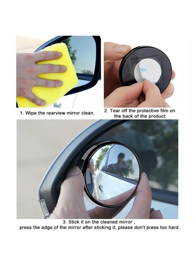 Beauenty 2 Pack Blind Spot Mirror, 2 Inch Round 360° Angle Adjustable HD Glass Convex Rear View Mirrors with Frame Accessories for Car SUV Trucks Motorcycles - Image 2