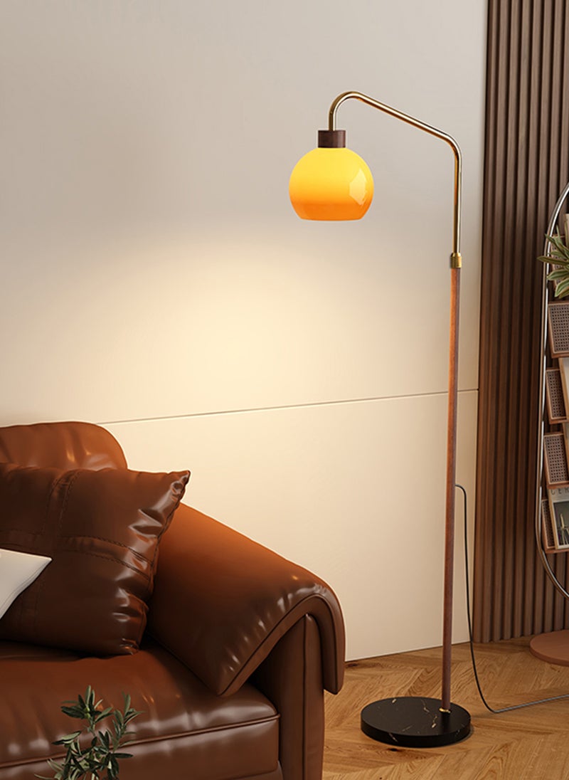 Onelight - Sunset 3-Color Glass Shade Floor Lamp with Wood Finish Stand Three Light Color Options Foot Switch Ideal for Living Room and Bedroom Standing Lamp - Image 1