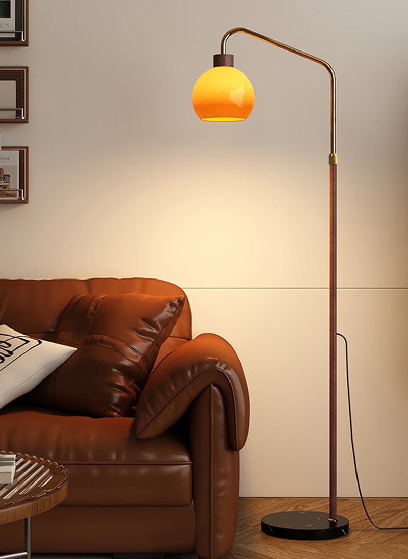 Onelight - Sunset 3-Color Glass Shade Floor Lamp with Wood Finish Stand Three Light Color Options Foot Switch Ideal for Living Room and Bedroom Standing Lamp - Image 1