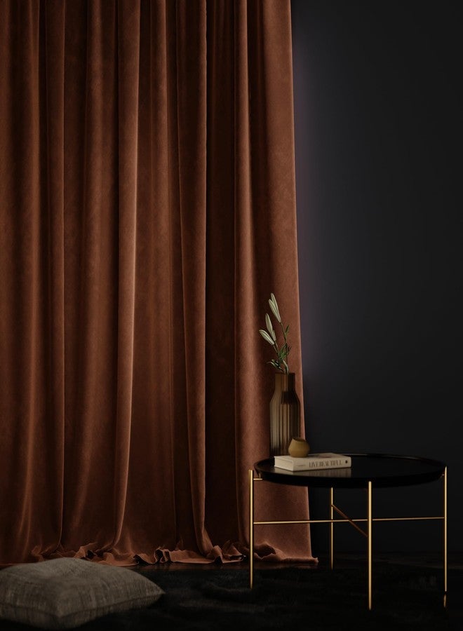 Stoa Paris Velvet Curtains for Window, Premium Dim-Out Curtain for Living Room, Bedroom, Home Decor, Parda with Easy Grommet Installation, Pack of 1, Date Night - Caramel Caress - Image 1