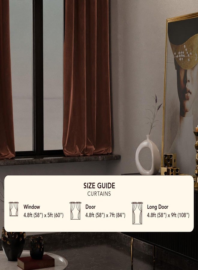 Stoa Paris Velvet Curtains for Window, Premium Dim-Out Curtain for Living Room, Bedroom, Home Decor, Parda with Easy Grommet Installation, Pack of 1, Date Night - Caramel Caress - Image 3