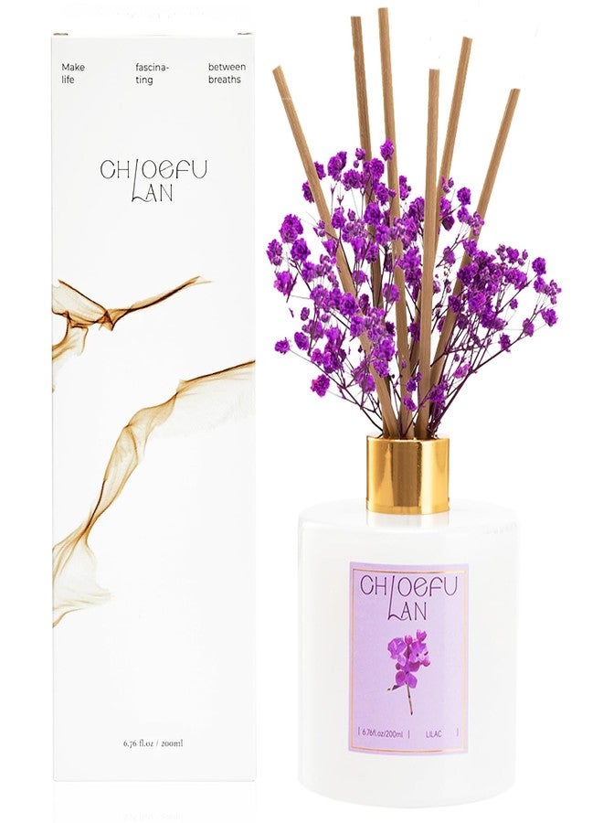 Chloefu LAN معطر جو كلويفو لان برائحة الليلك، 6.7 أونصة من الزيت العطري الطبيعي مع أعواد التوزيع، مثالي لتزيين الحمام، غرفة المعيشة، المنزل والمكتب، طقم هدايا زيت معطر جو للعلاج بالروائح - Image 1
