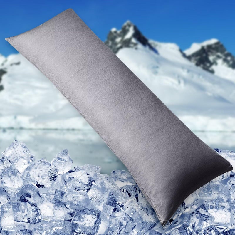  هومفين Homfine تبريد وسادة حجم الجسم - الجانب المزدوج Q -Max 0.439 ألياف التبريد لحامي وسادة التنفس تغطية وسادة باردة طويلة للعرق النائم الساخن السحاب الخفي 1 (20 "" x54 "أسود) - Image 1