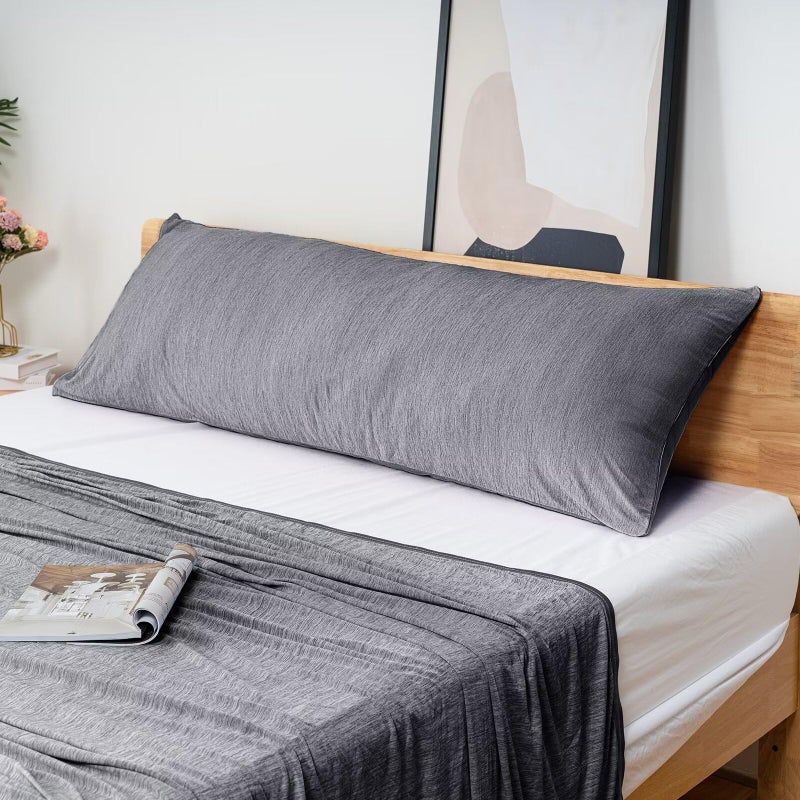  هومفين Homfine تبريد وسادة حجم الجسم - الجانب المزدوج Q -Max 0.439 ألياف التبريد لحامي وسادة التنفس تغطية وسادة باردة طويلة للعرق النائم الساخن السحاب الخفي 1 (20 "" x54 "أسود) - Image 5