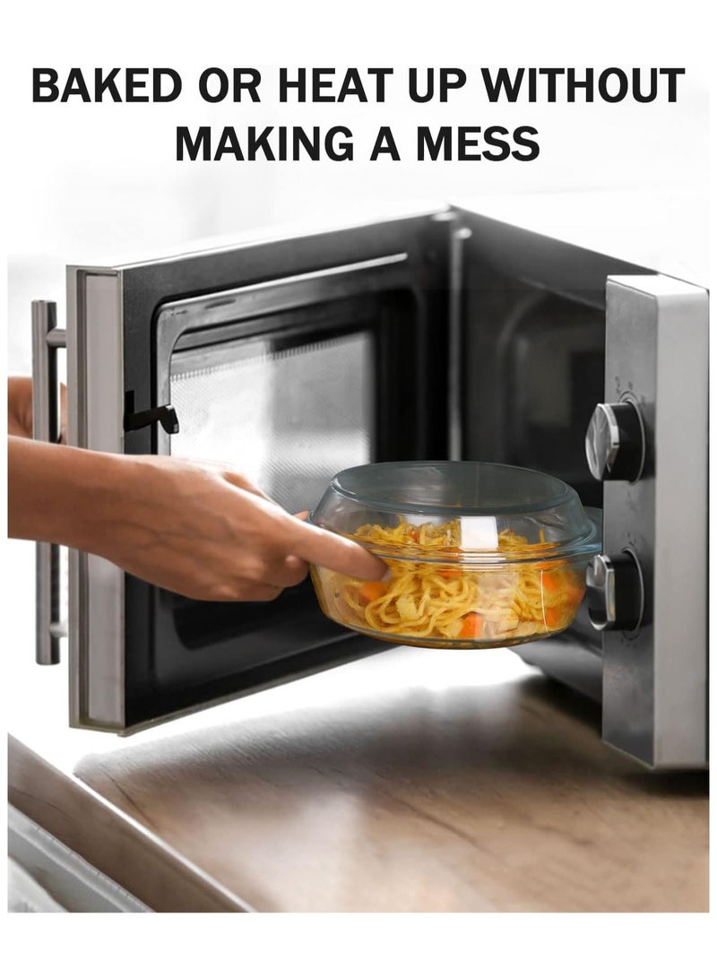 general Round Glass Casserole With Glass Lid Covered Glass Bakeware Ovenware Easy Grab Glass Microwave Bowls with Glass Lid - Image 5