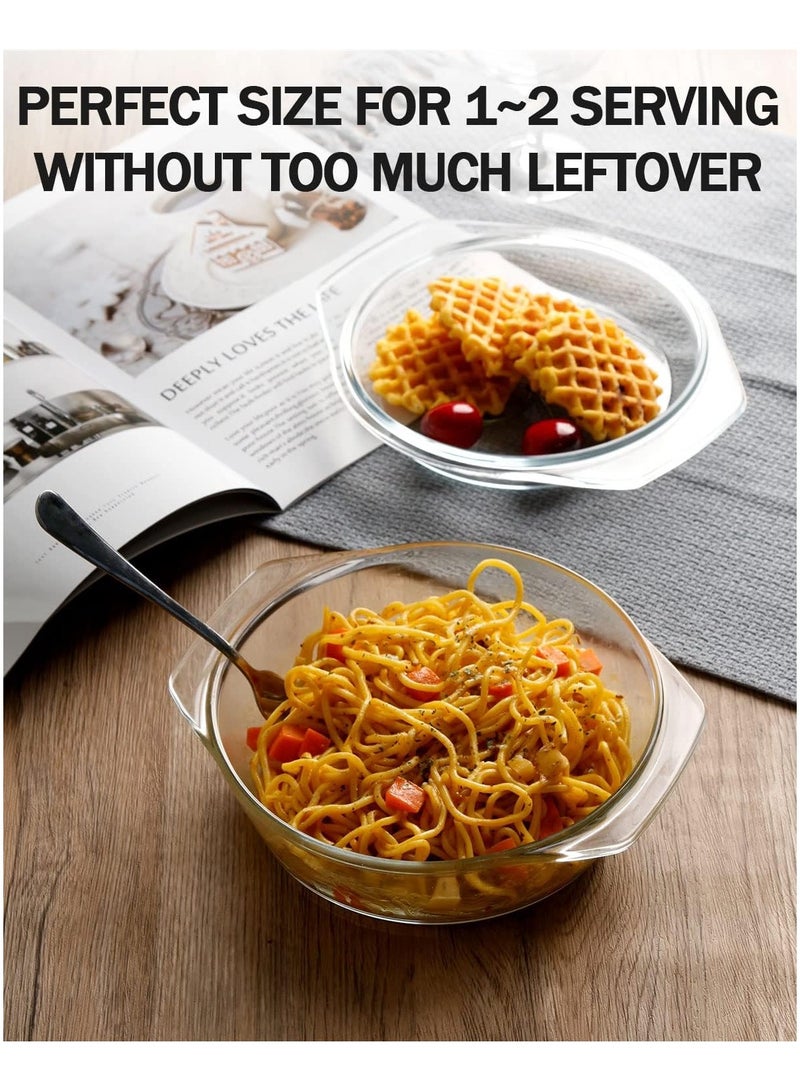 general Round Glass Casserole With Glass Lid Covered Glass Bakeware Ovenware Easy Grab Glass Microwave Bowls with Glass Lid - Image 4