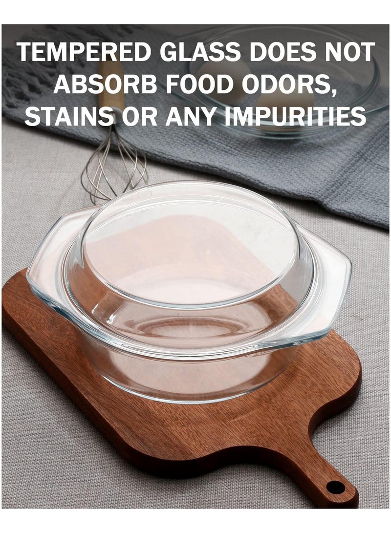 general Round Glass Casserole With Glass Lid Covered Glass Bakeware Ovenware Easy Grab Glass Microwave Bowls with Glass Lid - Image 2