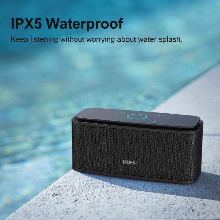 Doss SoundBox Touch Wireless Bluetooth V4.0 Portable Speaker with HD Sound and Bass, 12H Playtime, Built-in Mic, Portable Wireless Speaker Compatible with Phone, Tablet, TV and Gift Ideas (Black) - Image 4