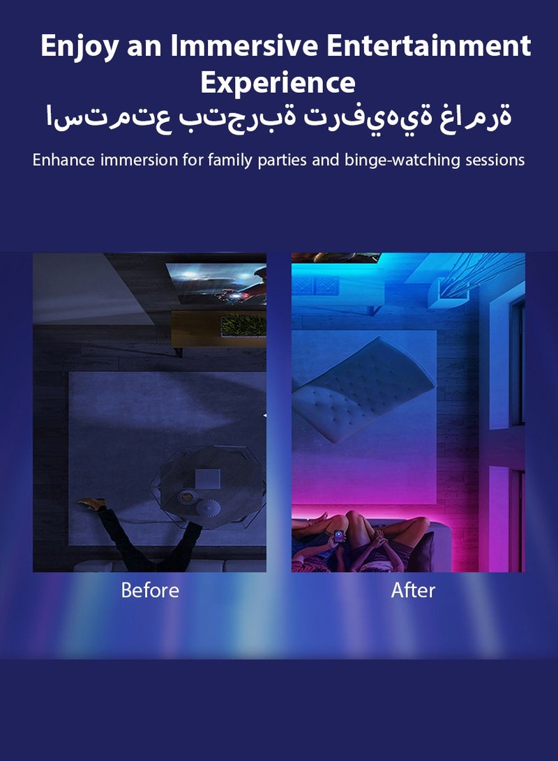 ديبتر شريط إضاءة LED 2M USB، شريط إضاءة ذكي مقاوم للماء يعمل بتقنية البلوتوث RGB مع جهاز تحكم عن بعد، إعدادات مؤقت، وضع الموسيقى، للديكور، غرفة النوم، الكمبيوتر الشخصي، الخزانة، متعدد الألوان، إضاءة زينة رمضان - Image 3