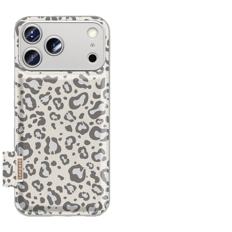 Apple iPhone 17 Pro phone case with a white cartoon design featuring a leopard print for added protection against drops - Image 2