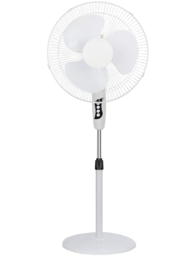 مروحة ستاند، 3 مستويات للسرعات مع تذبذب أفقي 75 درجة، مروحة عمودية بارتفاع قابل للتعديل حتى 1.25 متر ومحرك عالي الأداء 45 وات للرياح عالية السرعة - أبيض