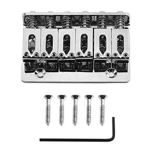 MAXCHEER 65MM Metal Fixed Hardtail Saddle Bridge Top Load Guitar Tailpiece For 6 string electric guitar or strat guitar (Chrome, 65mm) - Image 1