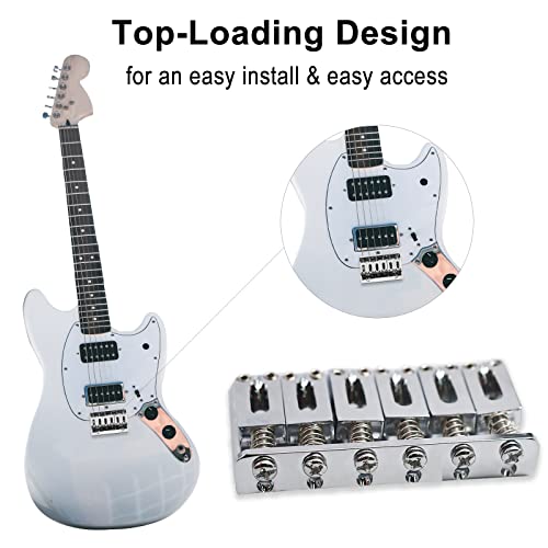 MAXCHEER 65MM Metal Fixed Hardtail Saddle Bridge Top Load Guitar Tailpiece For 6 string electric guitar or strat guitar (Chrome, 65mm) - Image 3