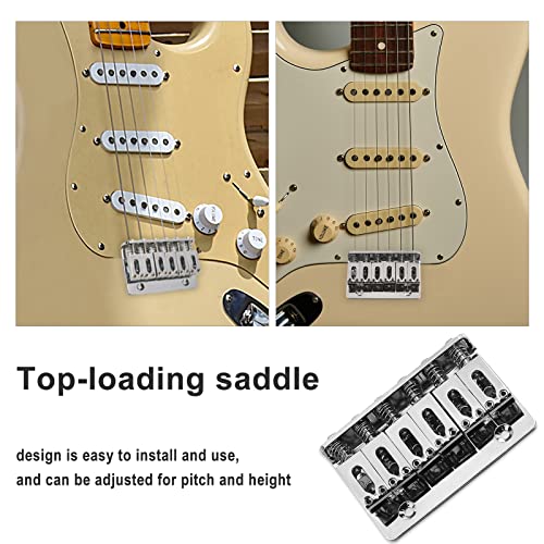 MAXCHEER 65MM Metal Fixed Hardtail Saddle Bridge Top Load Guitar Tailpiece For 6 string electric guitar or strat guitar (Chrome, 65mm) - Image 2