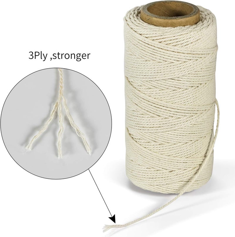 TJMOREE 2 Pack Butchers Twine, 3Ply 145m/476ft 1mm Thick Food Safe Cotton Cooking Meat Rope String Baker’s Twine Fit to Parcel Sausage and Decorate Crafts (Beige) - Image 4