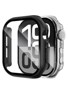 SNW 2 Pack Compatible with Apple Watch Series 10 Case 46mm for Men Women, Hard PC Case with Tempered Glass Apple Watch Screen Protector for 42mm 46mm iWatch 10 Cover (46mm, Black/Clear)  - Image 1