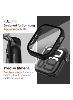 SNW 2 Pack Compatible with Apple Watch Series 10 Case 46mm for Men Women, Hard PC Case with Tempered Glass Apple Watch Screen Protector for 42mm 46mm iWatch 10 Cover (46mm, Black/Clear)  - Image 2