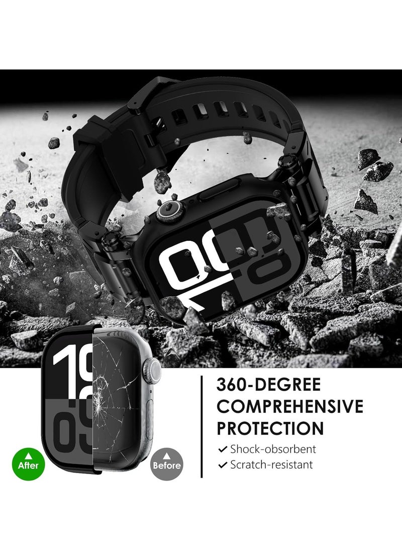 SNW 2 Pack Compatible with Apple Watch Series 10 Case 46mm for Men Women, Hard PC Case with Tempered Glass Apple Watch Screen Protector for 42mm 46mm iWatch 10 Cover (46mm, Black/Clear)  - Image 3