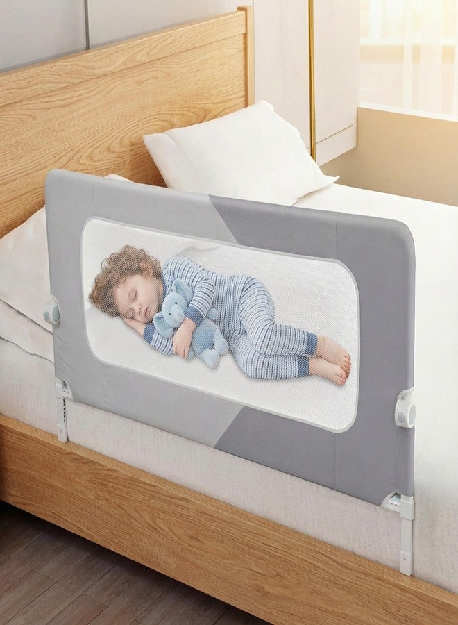 DwelSpire Foldable Bed Rail, 57in Reinforced Carbon Steel Frame & Connectors, Breathable Cationic Fabric - Safety Bed Rail Fits Queen, King, Twin, Full, No-Tool Easy Setup - Image 1