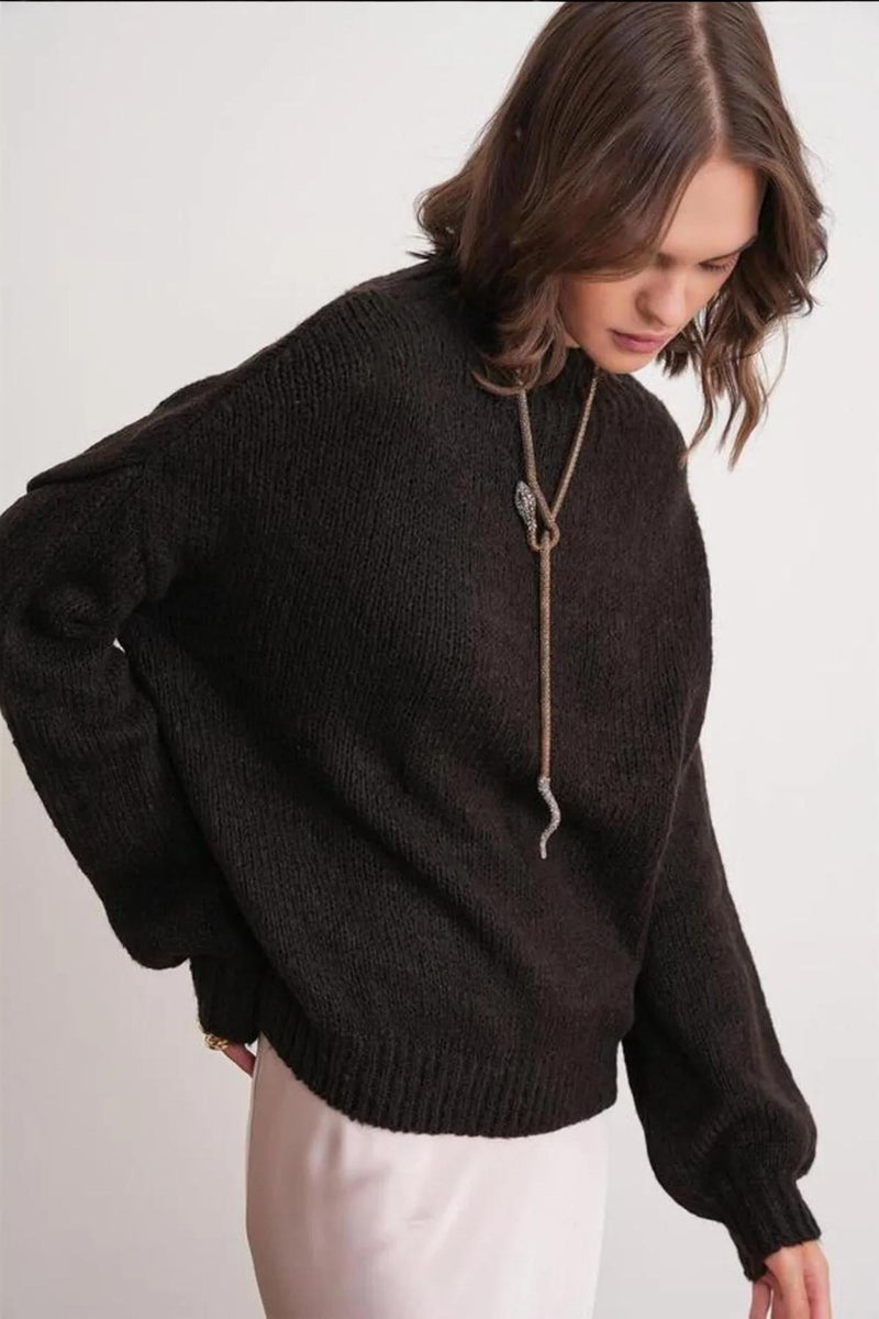 Mixray Relaxed Fit Crew Neck Thick Knit Sweater - Image 3