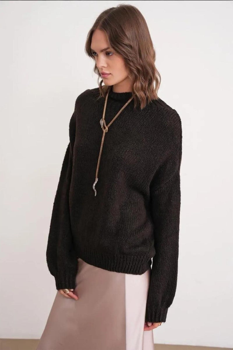 Mixray Relaxed Fit Crew Neck Thick Knit Sweater - Image 5