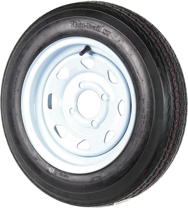 eCustomRim إطارات مقطورة 2 عبوة على الجنط 4.80-12 480-12 4.80 × 12 نطاق تحميل B 4 مسمار عجلة بيضاء - ضمان لمدة سنتين مع خدمة الطريق المجانية - Image 4