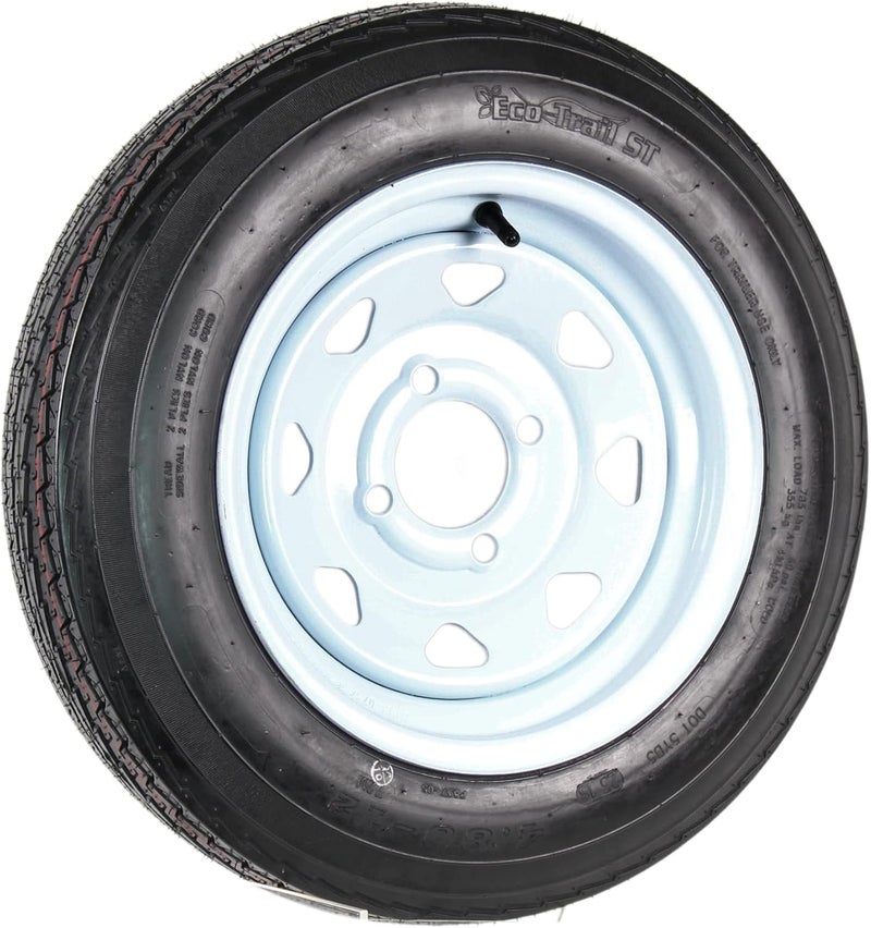 eCustomRim إطارات مقطورة 2 عبوة على الجنط 4.80-12 480-12 4.80 × 12 نطاق تحميل B 4 مسمار عجلة بيضاء - ضمان لمدة سنتين مع خدمة الطريق المجانية - Image 3