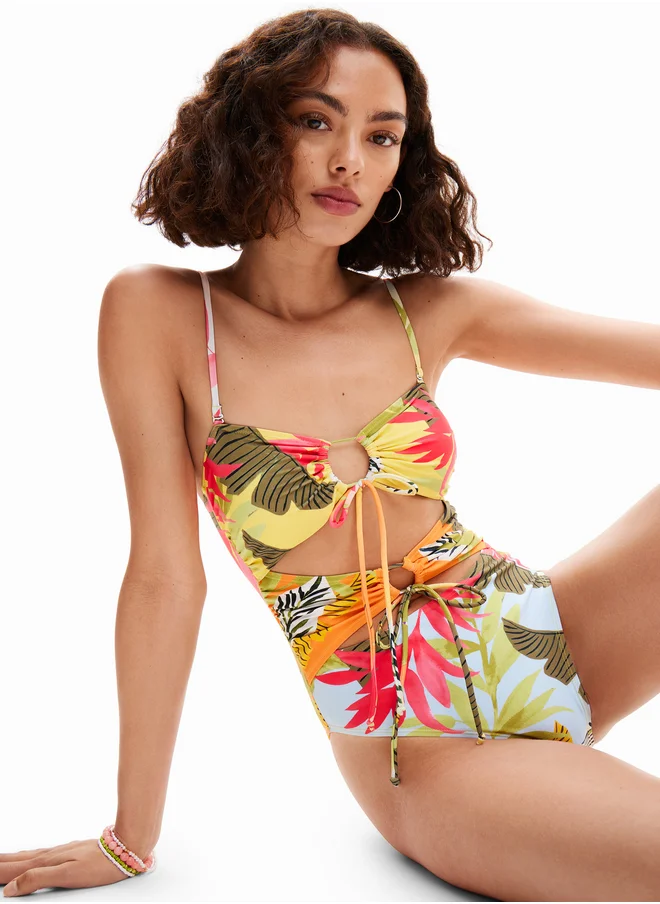 DESIGUAL Tropical Tie Trikini Swimwear One-Piec