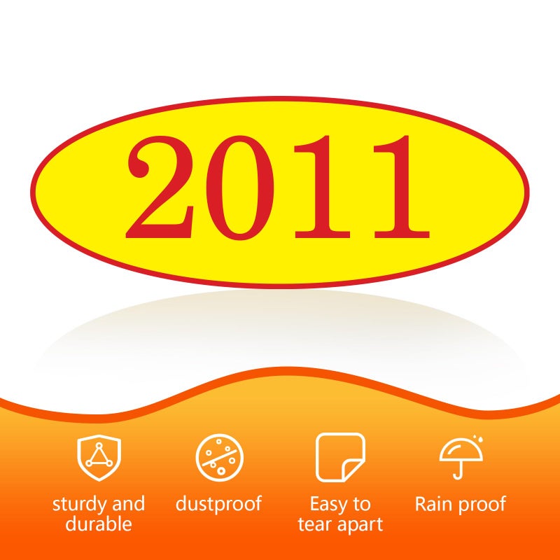 Vivitex Car Windshield Year Stickers (2010-2026) - 17 Pack(1 per Year), Red & Yellow Large Oval Vinyl - Waterproof, Easy to Remove, Residue-Free - Ideal for Used Car Dealers & Auto Dealerships - Image 3