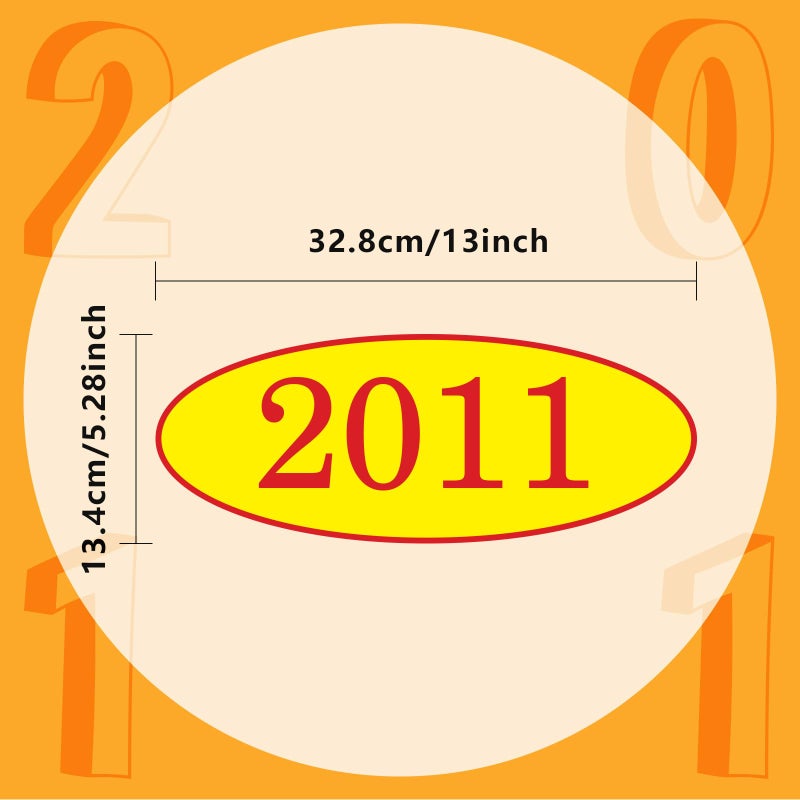 Vivitex Car Windshield Year Stickers (2010-2026) - 17 Pack(1 per Year), Red & Yellow Large Oval Vinyl - Waterproof, Easy to Remove, Residue-Free - Ideal for Used Car Dealers & Auto Dealerships - Image 2