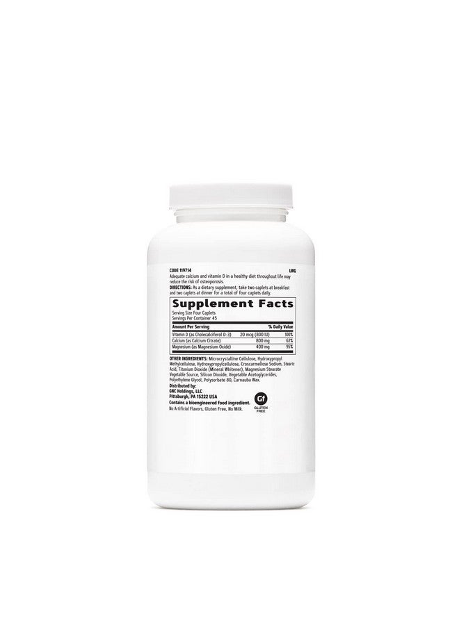GNC Calcium Citrate Plus Magnesium & Vitamin D3 800 Mg 180 Caplets - Image 3