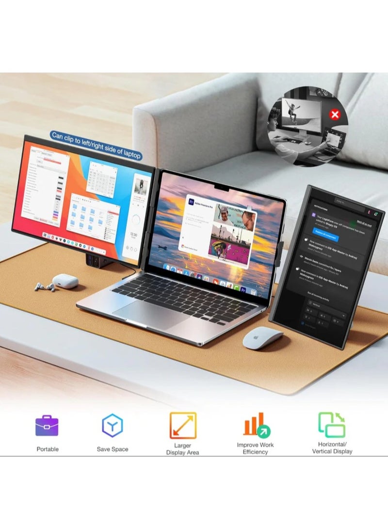 ڤي2كوم جهاز توسيع شاشة لابتوب V2COM حجم 15.6 بوصة P5 شاشة مزدوجة محمولة بدقة Full HD مع منفذ USB-C و HDMI شاشة IPS لإعداد شاشات متعددة للابتوب - Image 4