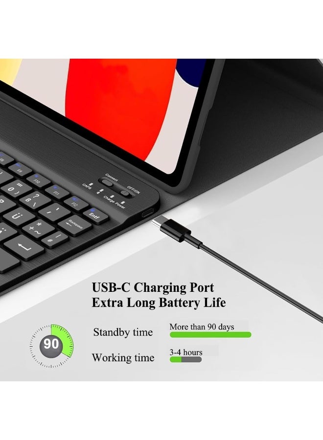 【Arabic English】Keyboard Case with Mouse for Honor Pad X8a 11-inch (2024 Model), Detachable Magnetic Rechargeable, Bluetooth Keyboard Case Cover with Wireless Bluetooth Mouse - Image 4