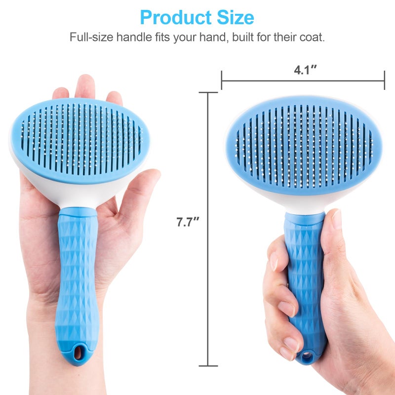 Depets Self Cleaning Slicker Brush, Dog Cat Bunny Pet Grooming Shedding Brush - Easy to Remove Loose Undercoat, Pet Massaging Tool Suitable for Pets with Long or Short Hair - Image 4